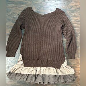 Alterd State Dress Womens Medium Brown sweater dress. Layered drop waist